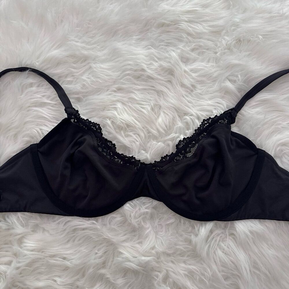 Skims Fits Everybody Lace Demi Underwire Bra Onyx Size 32DDDD - Picture 6 of 7